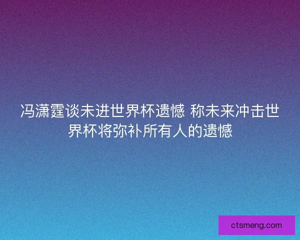 冯潇霆谈未进世界杯遗憾 称未来冲击世界杯将弥补所有人的遗憾
